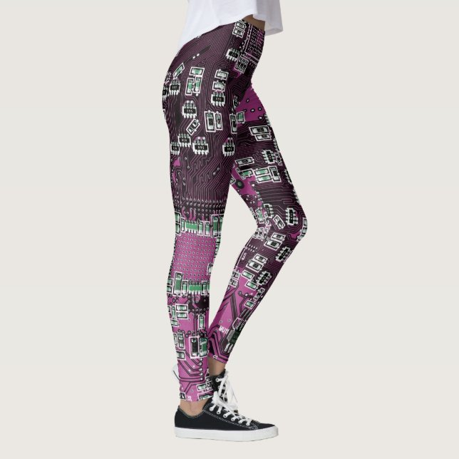 Printed Circuit Assembly PCB Purple Circuit Board Leggings (Right)