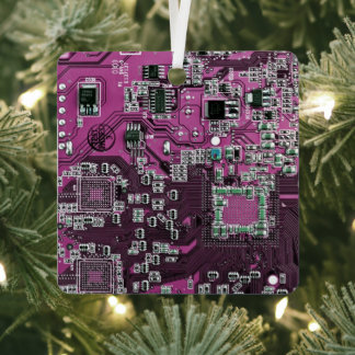 Printed Circuit Assembly PCB Purple Circuit Board Metal Tree Decoration