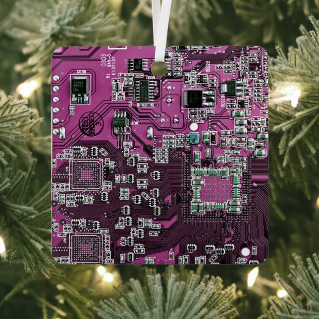 Printed Circuit Assembly PCB Purple Circuit Board Metal Tree Decoration (Insitu)