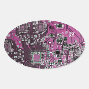 Printed Circuit Assembly PCB Purple Circuit Board Oval Sticker