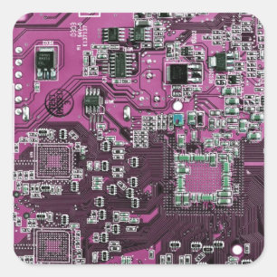 Printed Circuit Assembly PCB Purple Circuit Board Square Sticker