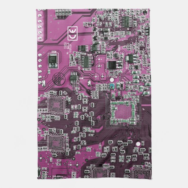 Printed Circuit Assembly PCB Purple Circuit Board Tea Towel (Vertical)