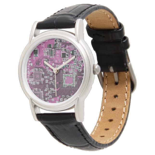 Printed Circuit Assembly PCB Purple Circuit Board Watch (Angled)