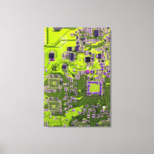 Printed Circuit Assembly PCB Yellow Circuit Board Canvas Print