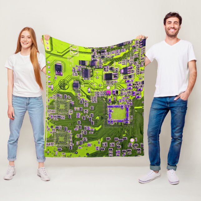 Printed Circuit Assembly PCB Yellow Circuit Board Fleece Blanket (In Situ)