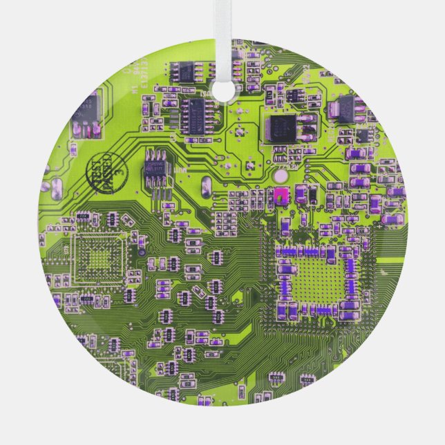 Printed Circuit Assembly PCB Yellow Circuit Board Glass Tree Decoration (Front)