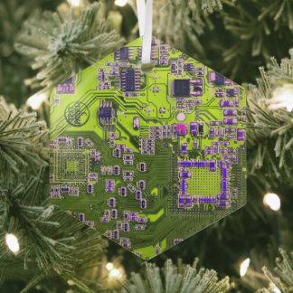 Printed Circuit Assembly PCB Yellow Circuit Board Glass Tree Decoration