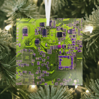 Printed Circuit Assembly PCB Yellow Circuit Board Glass Tree Decoration