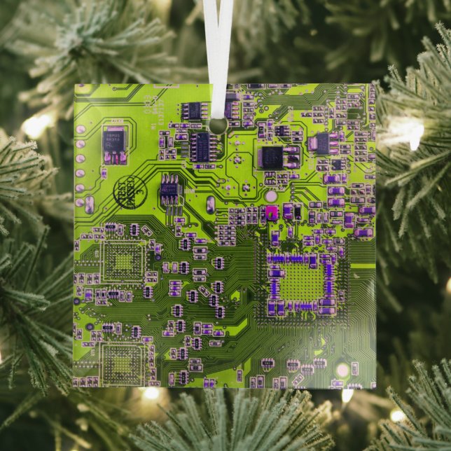 Printed Circuit Assembly PCB Yellow Circuit Board Glass Tree Decoration (Insitu)
