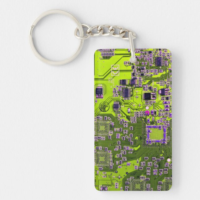 Printed Circuit Assembly PCB Yellow Circuit Board Key Ring (Front)