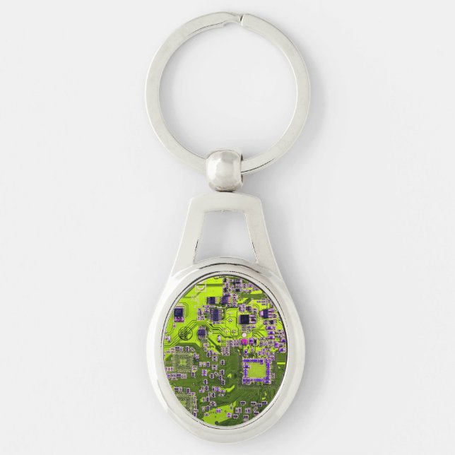 Printed Circuit Assembly PCB Yellow Circuit Board Key Ring (Front)