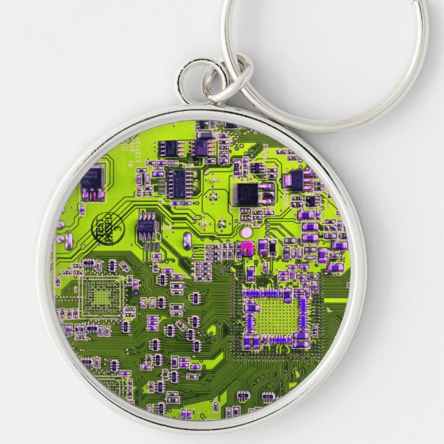 Printed Circuit Assembly PCB Yellow Circuit Board Key Ring (Front)