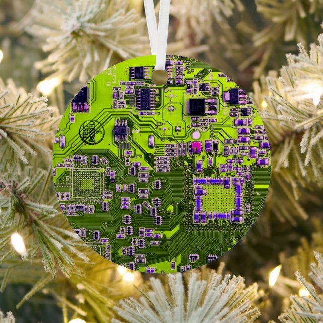Printed Circuit Assembly PCB Yellow Circuit Board Metal Tree Decoration (Insitu)