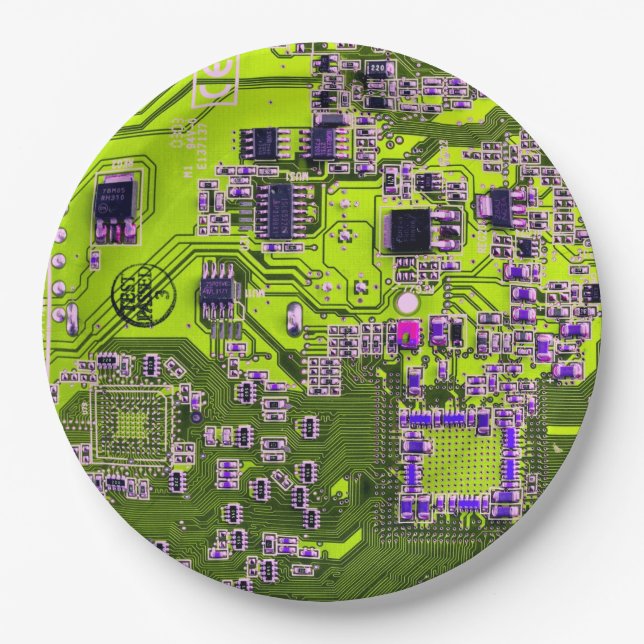 Printed Circuit Assembly PCB Yellow Circuit Board Paper Plate (Front)