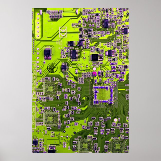 Printed Circuit Assembly PCB Yellow Circuit Board Poster (Front)