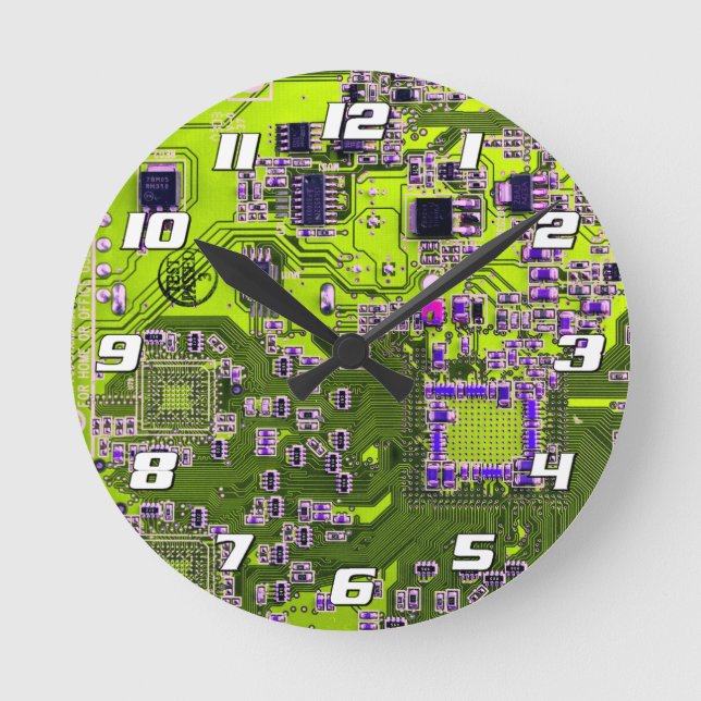 Printed Circuit Assembly PCB Yellow Circuit Board Round Clock (Front)
