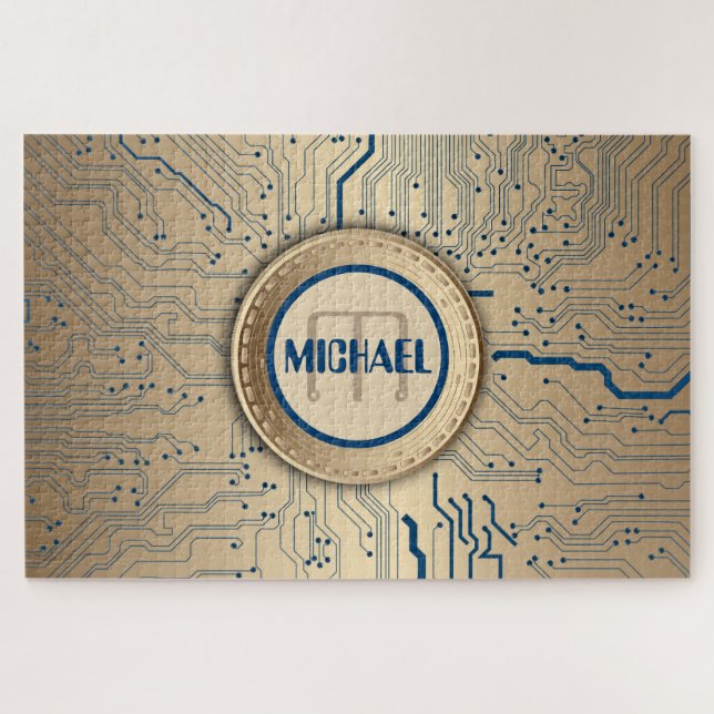 Printed Circuit Board Electronics Copper Monogram Jigsaw Puzzle (Horizontal)