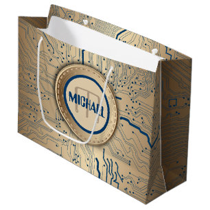 Printed Circuit Board Electronics Copper Monogram Large Gift Bag