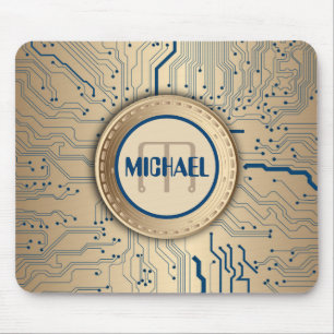Printed Circuit Board Electronics Copper Monogram Mouse Mat