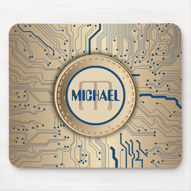 Printed Circuit Board Electronics Copper Monogram Mouse Mat (Front)
