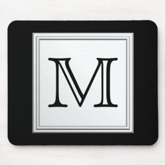 Printed Custom Monogram. Black and Pale Grey. Mouse Mat
