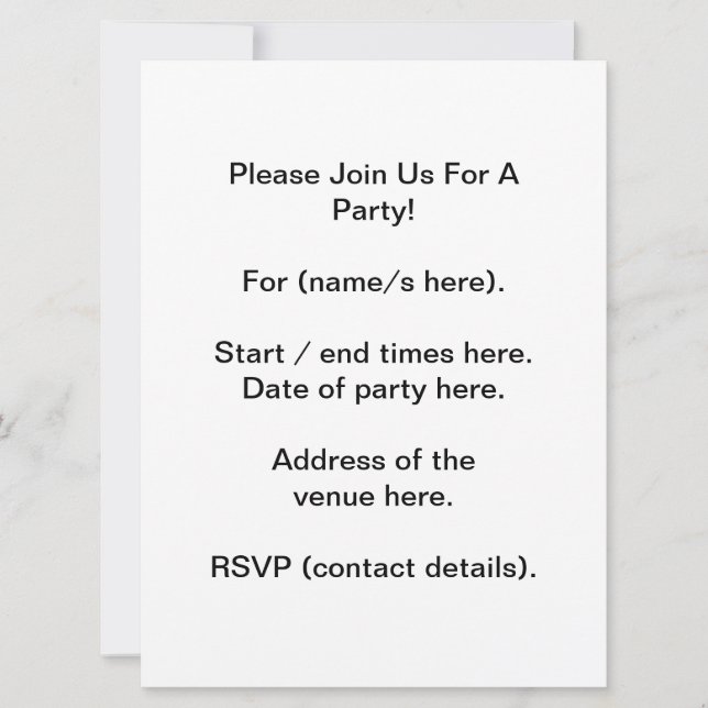 Printed Custom Monogram. Black and White. Invitation (Front)