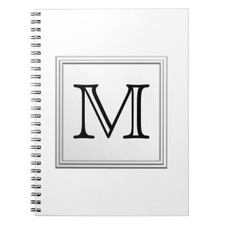 Printed Custom Monogram. Black and White. Notebook