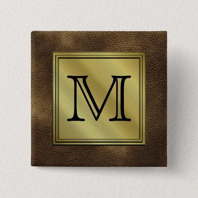 Printed Custom Monogram Image. Brown. 15 Cm Square Badge (Front)
