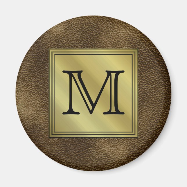Printed Custom Monogram Image. Brown. Magnet (Front)