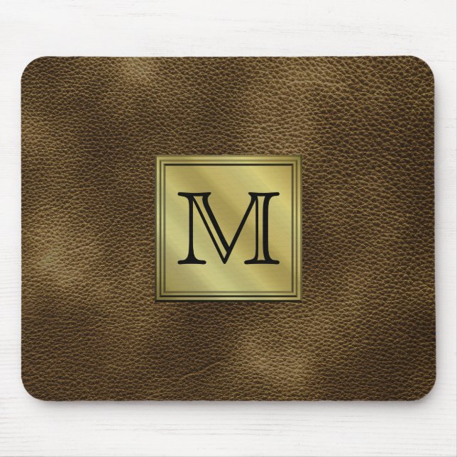 Printed Custom Monogram Image. Brown. Mouse Mat (Front)