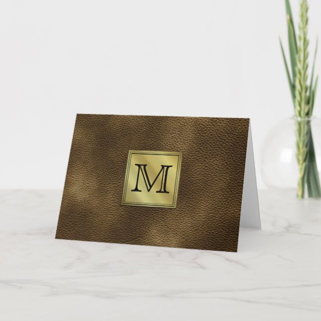 Printed Custom Monogram Image. Brown. Note Card (Front)