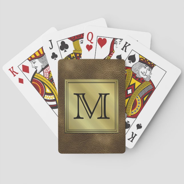Printed Custom Monogram Image. Brown. Playing Cards (Back)