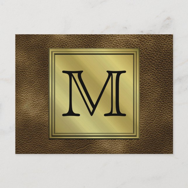 Printed Custom Monogram Image. Brown. Postcard (Front)