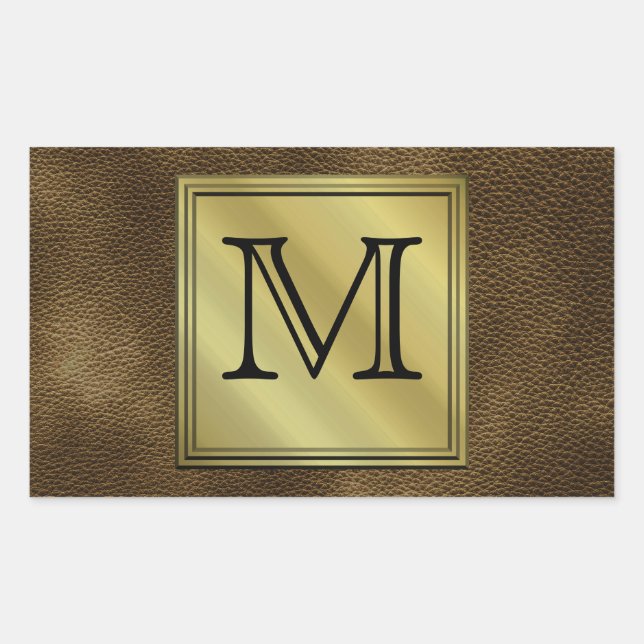 Printed Custom Monogram Image. Brown. Rectangular Sticker (Front)