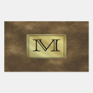 Printed Custom Monogram Image. Brown. Rectangular Sticker