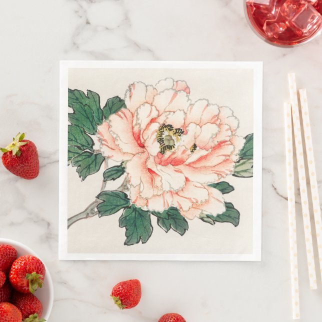 PRINTED CUSTOMIZABLE NAPKINS WITH JAPANESE FLOWER (Insitu)