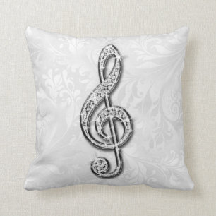 Printed Diamond Music Note Floral Damask Cushion