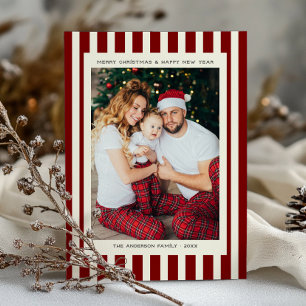 Printed/Downloadable Stripe Custom Photo Christmas Holiday Card