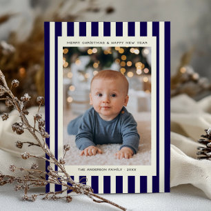 Printed/Downloadable Stripe Custom Photo Christmas Holiday Card