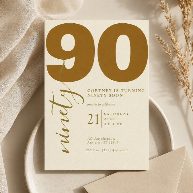 Printed Elegent 90th Birthday Invitation (Creator Uploaded)
