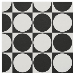 Printed Fabric, Black&White, Squares&Circles Fabric