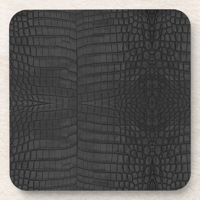  Printed Faux Black Crocodile Texture Coaster (Front)