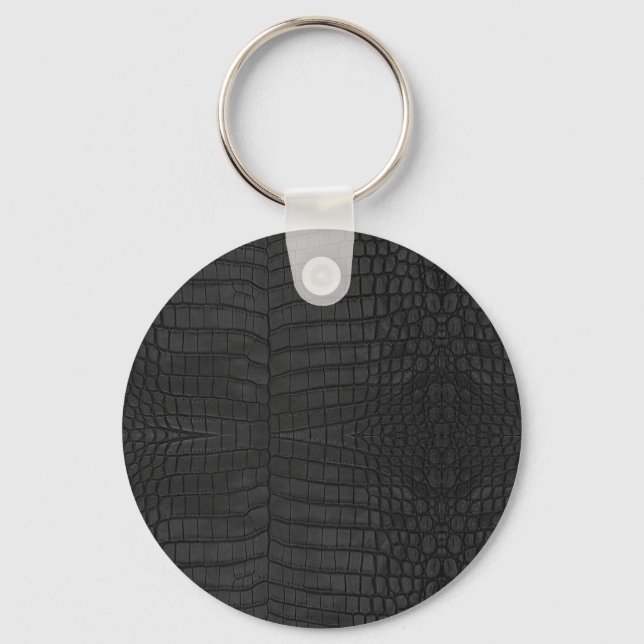  Printed Faux Black Crocodile Texture Key Ring (Front)