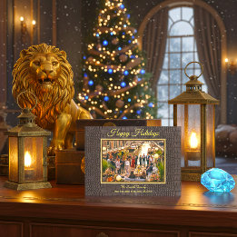 Printed Faux Brown Alligator Texture Photo Holiday Card