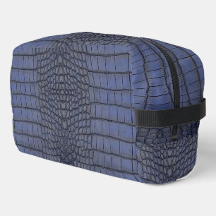 Printed Faux Cobalt Alligator Texture Dopp Kit