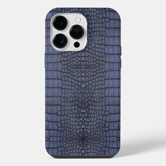 Printed Faux Cobalt Alligator Texture iPhone Case (Back)