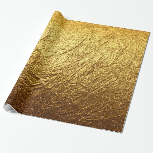 Printed Faux Gold Foil Modern Wedding Party Wrapping Paper (Unrolled)