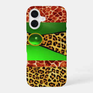 PRINTED GIRAFFE LEOPARD SKIN GREEN EMERALD GEM iPhone 16 CASE