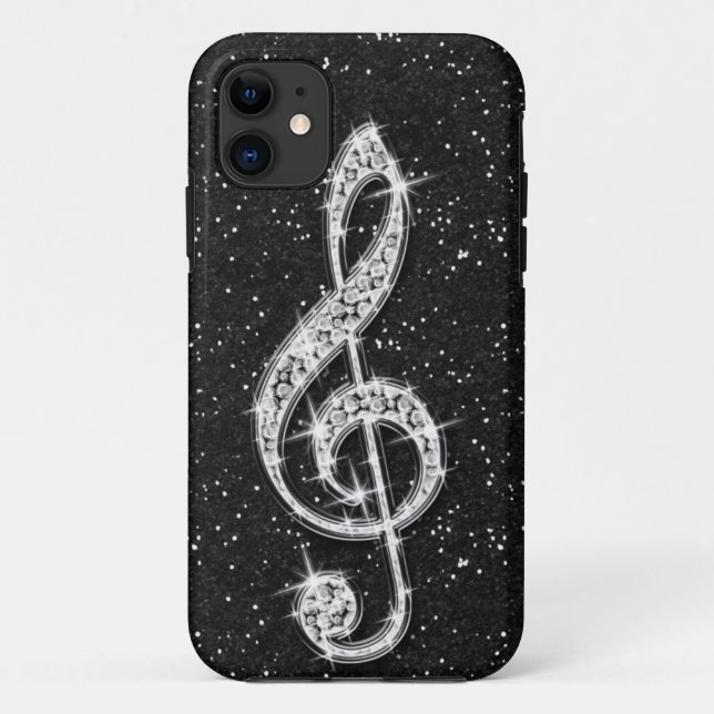 Printed Glitzy Sparkly Diamond Music Note Case-Mate iPhone Case (Back)
