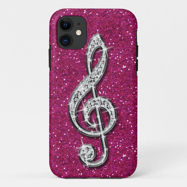 Printed Glitzy Sparkly Diamond Music Note Case-Mate iPhone Case (Back)